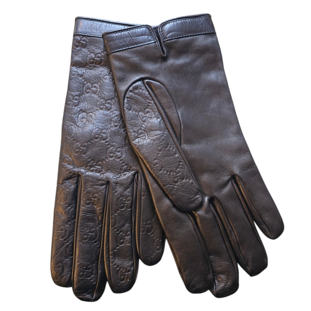 Gucci Brown Leather Men's Gloves